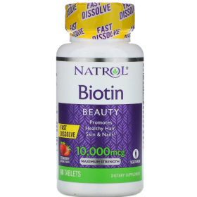 Витаминный комплекс Natrol Биотин 10 000 мкг, вкус Клубника 60 таблеток