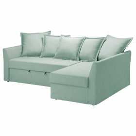 Угловой диван-кровать с отделением для хранения, Нордвалла светло-зеленый, ИКЕЯ ХОЛЬМСУНД