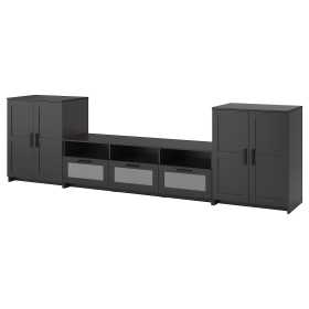 Шкаф для ТВ, комбинация, черный, 336x41x95 см, ИКЕЯ БРИМНЭС
