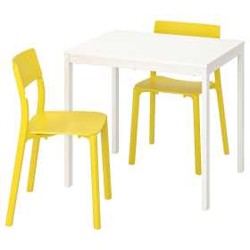 Стол и 2 стула, белый/желтый, 80/120 см, ИКЕЯ ВАНГСТА/ЯН-ИНГЕ