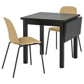 Стол и 2 стула, светлый оливково-зеленый/Брур-Инге черный, 74/104x74 см, ИКЕЯ НОРДВИКЕН/ЛЕЙФ-АРНЕ