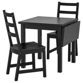 Стол и 2 стула, черный/черный, 74/104x74 см, ИКЕЯ НОРДВИКЕН