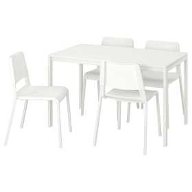 Стол и 4 стула, белый, 125 см, ИКЕЯ МЕЛЬТОРП/ТЕОДОРЕС