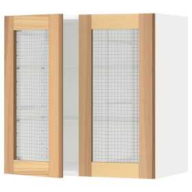 Навесной шкаф с полками/2 стеклянными дверями, белый/Торхэмн ясень, 60x60 см, ИКЕЯ МЕТОД