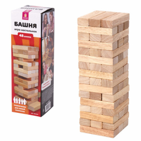 Игра настольная 'БАШНЯ', 48 деревянных блоков, ЗОЛОТАЯ СКАЗКА, 662294 Ош