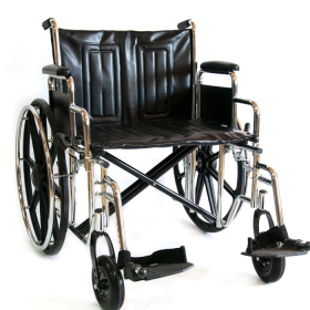 Инвалидная коляска Мега-Оптим 711AE, кожзам, литые задние колеса