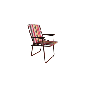 Кресло складное Фольварк жесткое арт.с564/67 (каркас бордовый, ткань разноцветная полоска)