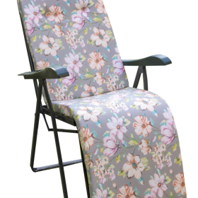 Кресло-шезлонг Альберто-3 арт.с562/133 (каркас антрацит, ткань серая. цветы)