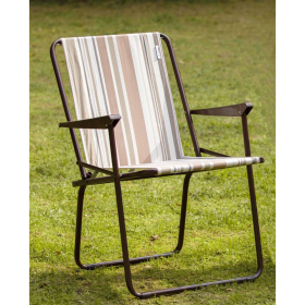 Кресло складное Фольварк жесткое арт.с564/82/1 (каркас коричневый, ткань полоска)