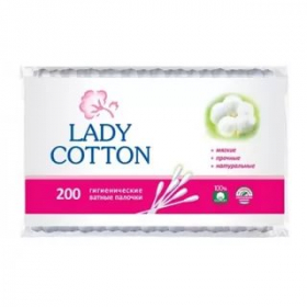 Палочки ватные Lady cotton, п/э пакет, 200шт Ош