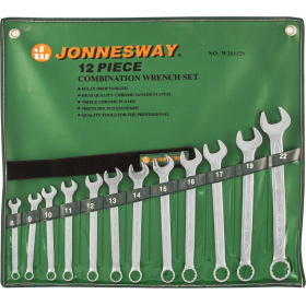 JonnesWay W26112S Набор ключей гаечных комбинированных в сумке, 8-22 мм, 12 предметов