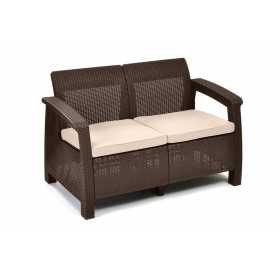 Комплект мебели Корфу Лав Сит (Corfu love seat) коричневый - серо-бежевый * 223214 Ош