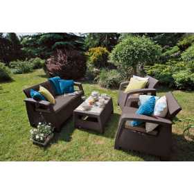 Комплект мебели Корфу сэт (Corfu set) коричневый - серо-бежевый * 223201