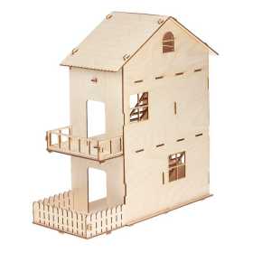 Домик для кукол, 3 этажа, с двориком, 1-й и 2-й этаж: 18,5 см, фанера: 4 мм Ош