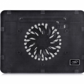 Охлаждающая подставка для ноутбука Deepcool WIND PAL MINI DP-N114L-WDMI, 15.6', Вентилятор 14см LED, 1000±10%RPM, Сквозной USB 2.0, 21,6дБл, Габариты 340х250х25мм, Чёрный