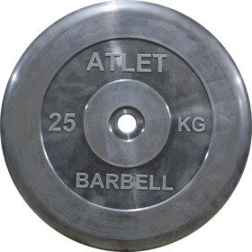 Диск обрезиненный, чёрного цвета, 31 мм, 25 кг Atlet