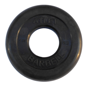 Диск обрезиненный, чёрного цвета, 51 мм, 1,25 кг Atlet
