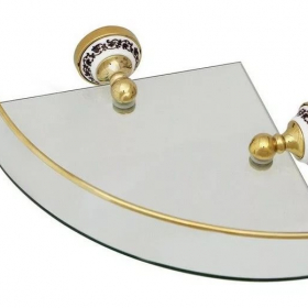 Полка стеклянная угловая FIXSEN BOGEMA GOLD FX-78503AG золото керамика стекло 28x28x6,2 (00520)