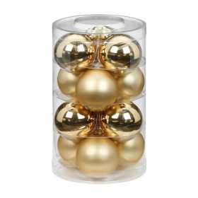 Набор ёлочных шаров, стекло, O 6 см, золотой блестящий/матовый, 12 шт в уп