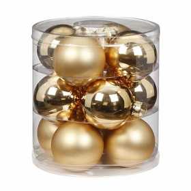 Набор ёлочных шаров, стекло, O 8 см, золотой блестящий/матовый, 12 шт в уп