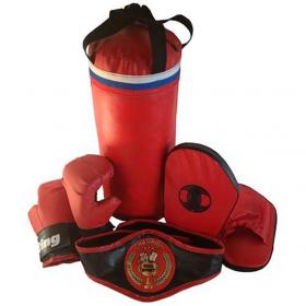 Набор боксерский RealSport ЧЕМПИОН (мешок 40см,перчатки, лапы, пояс чемпиона)