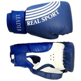 Перчатки боксерские RealSport LEADER 12 унций, синий